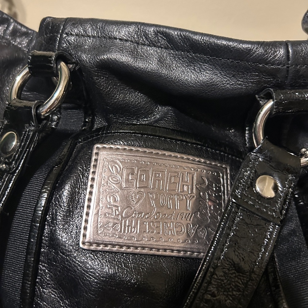 Coach Poppy Black Leather Shoulder Bag - Picture 4 of 11
